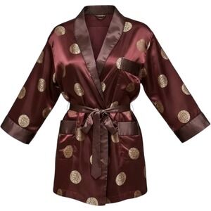 Vintage Men's Oriental Brown Satin Chinese Smoking Jacket